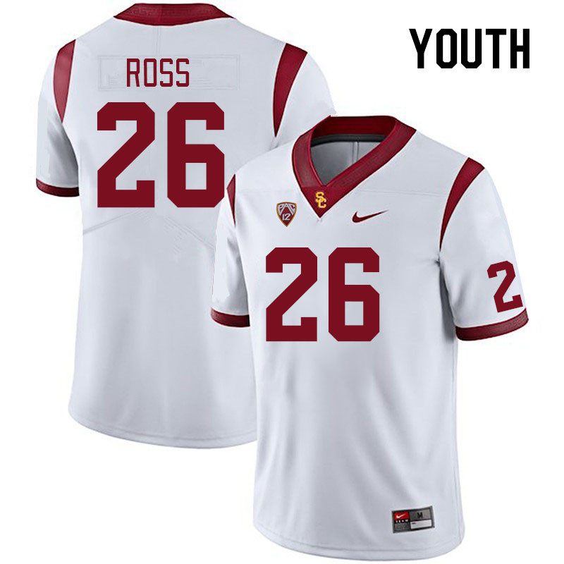Youth #26 Fabian Ross USC Trojans College Football Jerseys Stitched Sale-White